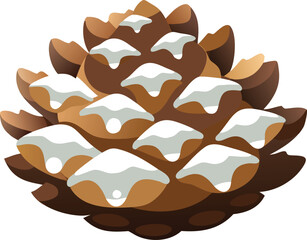 winter pinecone natural snow illustration.