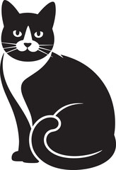 Elegant Black Cat Silhouette Vector Illustration Pet Feline Animal Domestic Kitty Kitten Design Graphic