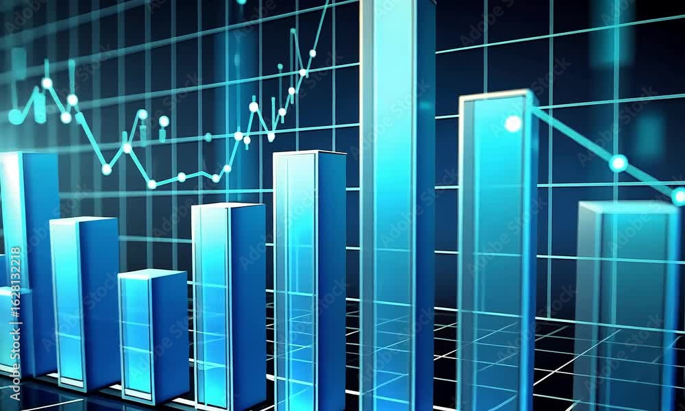Poster abstract light blue bar graph chart image