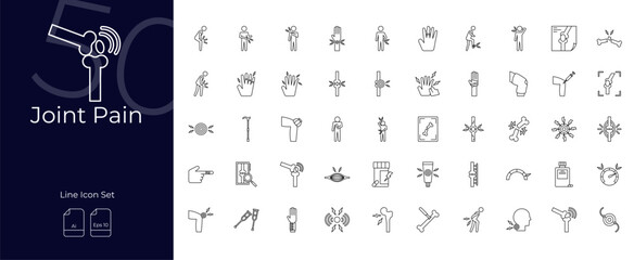 Joint Pain Line Editable Icons set. Vector illustration in modern thin line style of Joint Pain icons: pain, hip, shoulder, etc