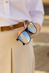 Business image, summer clothing and accessories, and glasses