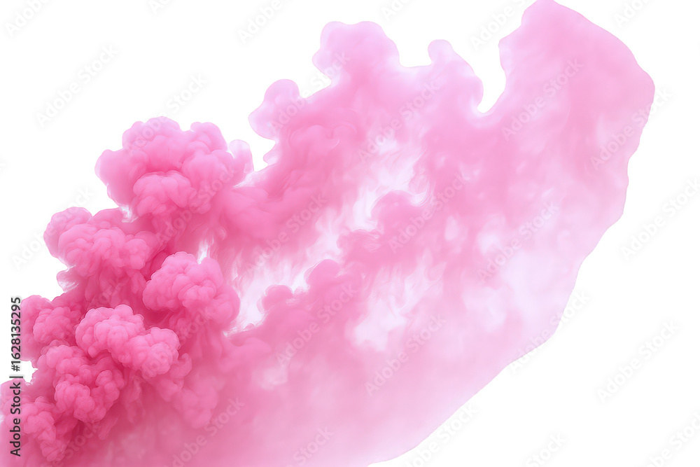 Poster vibrant pink smoke cloud billowing and expanding with soft edges, creating an abstract and energetic