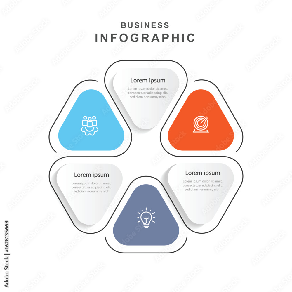 Poster design template infographic vector element 3 step journey on hexagon concept.