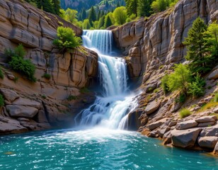 hydraulic action from waterfalls forces water into rock cracks causing pressure changes breaking rock apart and accelerating erosion which reshapes cliffs and waterfall positions.