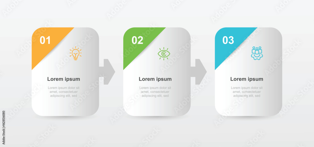 Aufkleber design template infographic template vector element 3 step paper style can be used for workflow layo