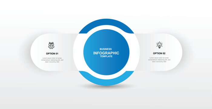 Design template infographic element with icons and 2 step journey. Vector illustration can be used for workflow layout, business information, presentation and web graphic design 
