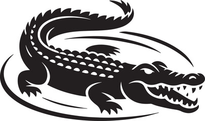 Powerful Alligator Silhouette Vector Design A Strong and Aquatic Illustration for Wildlife and Swamp Themes