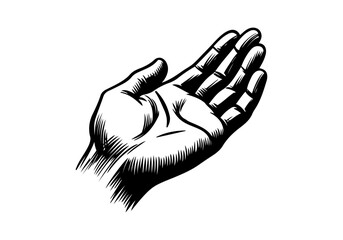 Obraz premium Open palm hand gesture hand drawn vector illustration