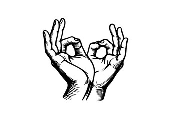 Open palm hand gesture hand drawn vector illustration