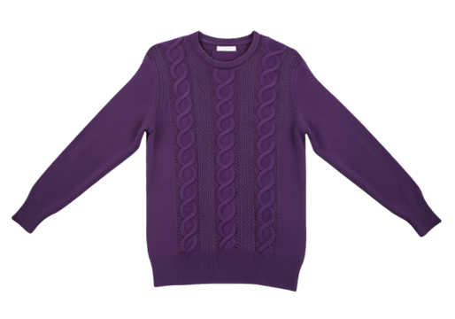 Stylish purple cable knit sweater for modern fall and winter fashion statement and cozy comfort