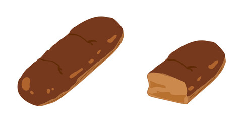 黒糖コッペパンのイラスト　セット