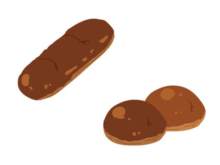 黒糖パンのイラスト　セット