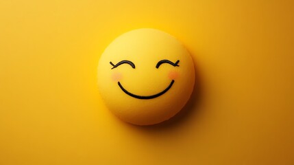 Smiling emoji on a bright yellow background.