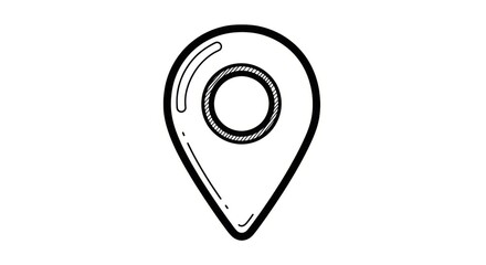 Simple Black and White Location Pin Icon on White Background