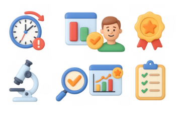 3d colorful icon set featuring business, education, and achievement symbols