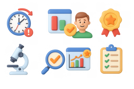 3d colorful icon set featuring business, education, and achievement symbols