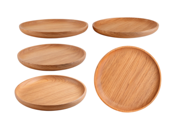 Set of wooden serving plates for rustic table setting and elegant kitchen decoration ideas