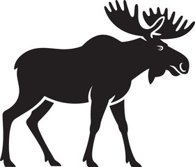 Silhouette of a Moose on a Transparent Background, Wildlife Vector Illustration, Animal Design Element