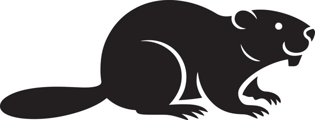 Silhouette of a North American Beaver Rodent Mammal, Symbolizing Wildlife and Natural Resources Conservation