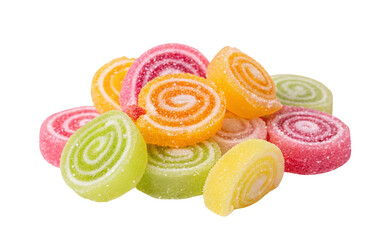 Colorful spiral candy treats display in vibrant assorted hues for sweet taste sensation delight