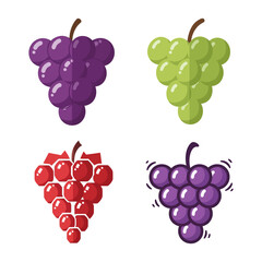 Assortment of Colorful Grape Bunches Purple Green and Red Fruits