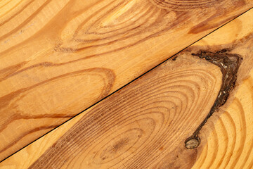 Surface of a wooden pine board, macro, top view.