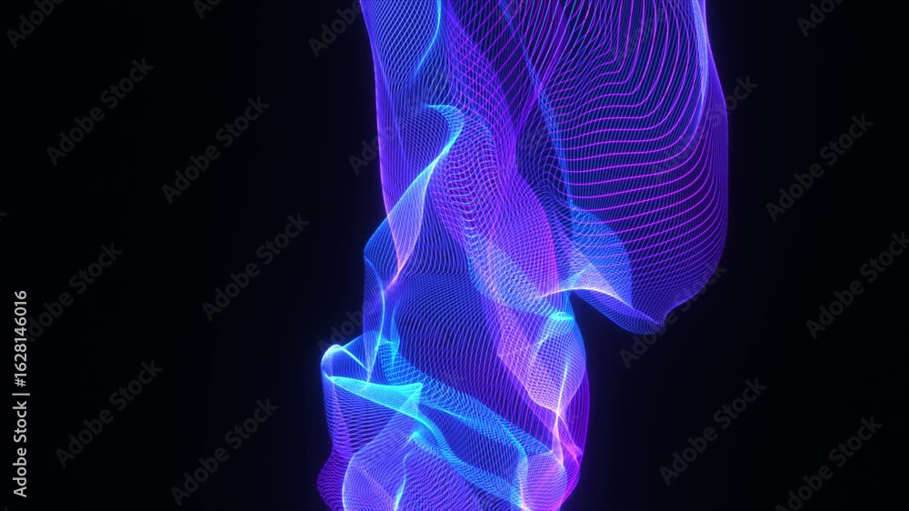Poster glowing techno wave motion seamless loop cyber harmony