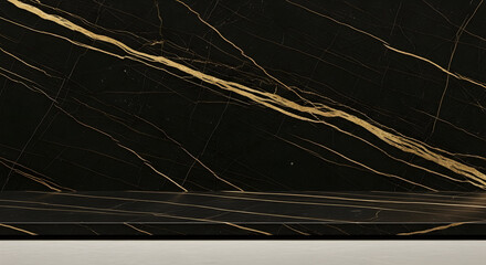 Black Marble with Bold Gold Veining"