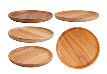 Elegant wooden round plates, perfect for dining, natural wood texture, kitchen decor ideas