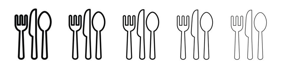 Spoon forks and knife icon logo. Black line icon, vector illustrations.