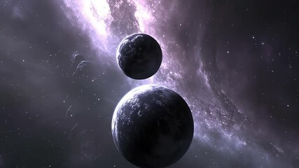 Dark planets in cosmic nebula digital artwork - Powered by Adobe