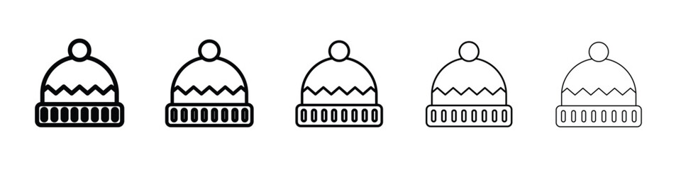 Winter hat icon logo. Black line icon, vector illustrations.
