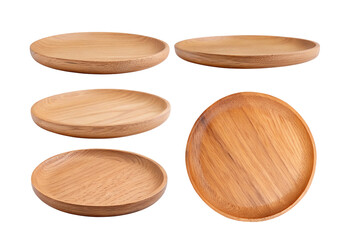 Natural wood round plate set showcasing eco-friendly kitchen and dining accessories for home decor