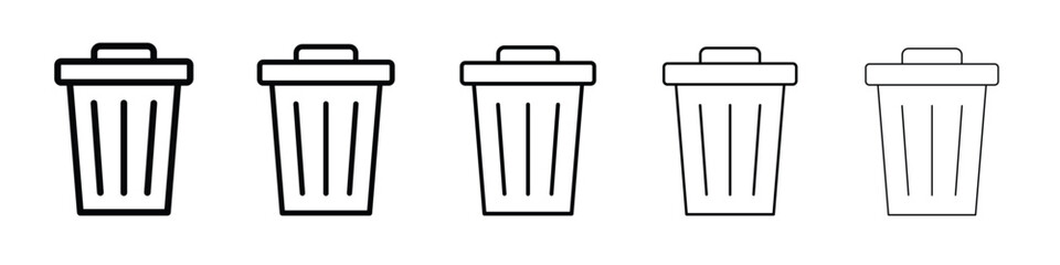 Trash Bin icon logo. Black line icon, vector illustrations.