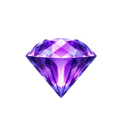 Amethyst gem isolated on transparent background, a precious stone with purple color