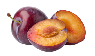 Fresh juicy purple plums with vibrant color and perfect ripeness for healthy eating and cooking
