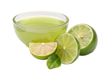 Fresh lime juice with sliced limes for healthy drinks and citrus refreshment in kitchen recipes