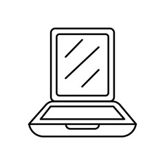 Mirror icon outline vanity table reflection minimal furniture grooming beauty makeup decorative element vector illustration for interior home design.