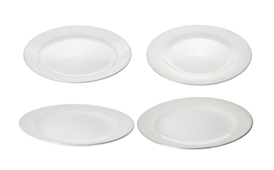 Elegant white porcelain plates set for fine dining and luxurious table settings with modern design