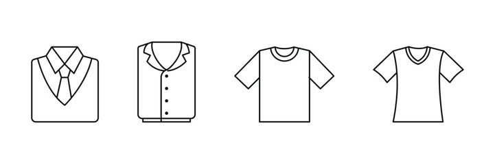 Men shirts tops casual office icon vector illustration for clothing collection outfit t shirt v neck formal design modern style.
