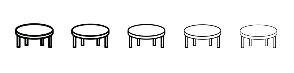 Round table icon logo. Black line icon, vector illustrations.