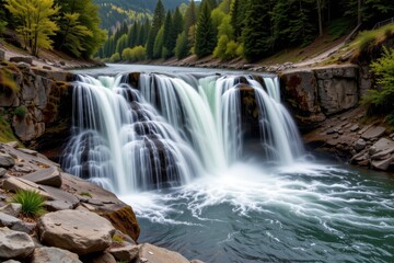 Fototapeta premium thermal pollution caused by industrial wastewater raises water temperatures near waterfalls, stressing temperature sensitive species and reducing oxygen levels in the water.