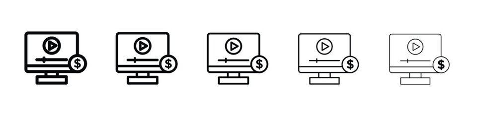 Paid media icon logo. Black line icon, vector illustrations.