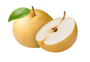 Fresh asian pears with juicy slices for healthy snacking and delicious recipes photography