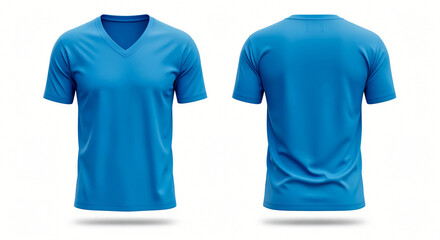Azure V-Neck Tee Mockup: Front and Back Views