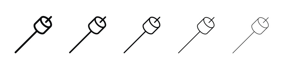 Marshmallow on stick icon logo. Black line icon, vector illustrations.
