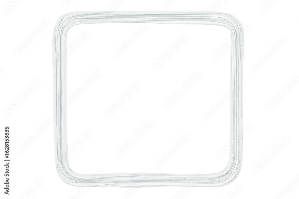 Aufkleber white square frame made of several brush strokes with rounded corners on transparent background, ide