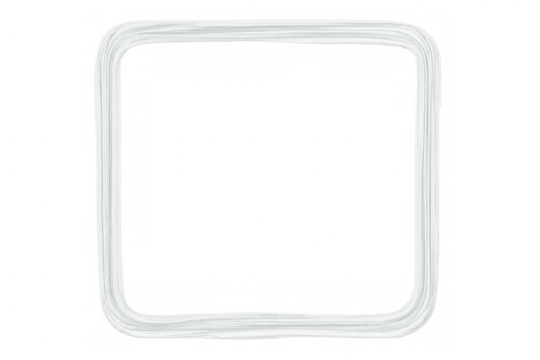 White square frame made of several brush strokes with rounded corners on transparent background, ideal for graphic design projects