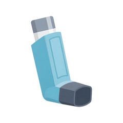 Medical Inhaler Device in Blue and Gray Colors for Respiratory Therapy