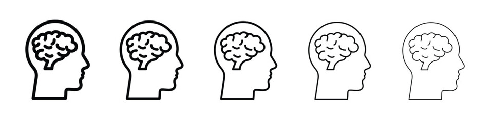 Human brain icon logo. Black line icon, vector illustrations.